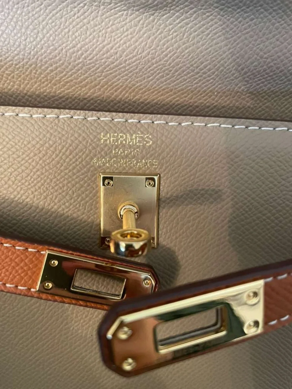 H Kelly bag 25cm Trench Gold bi-color epsom Sellier GHW - Picture 2 of 7